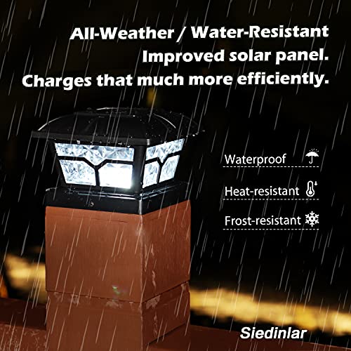 Solar Post Cap Lights Outdoor 2 Modes (Black / 6 Pack)