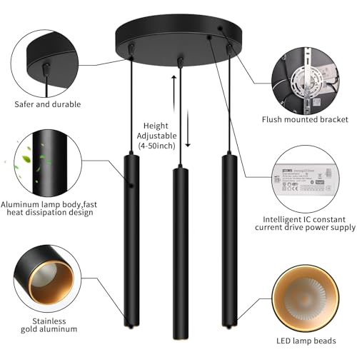 Modern Smart 3 (Black Round-Smart / 15.7inch-1p-3 lights)