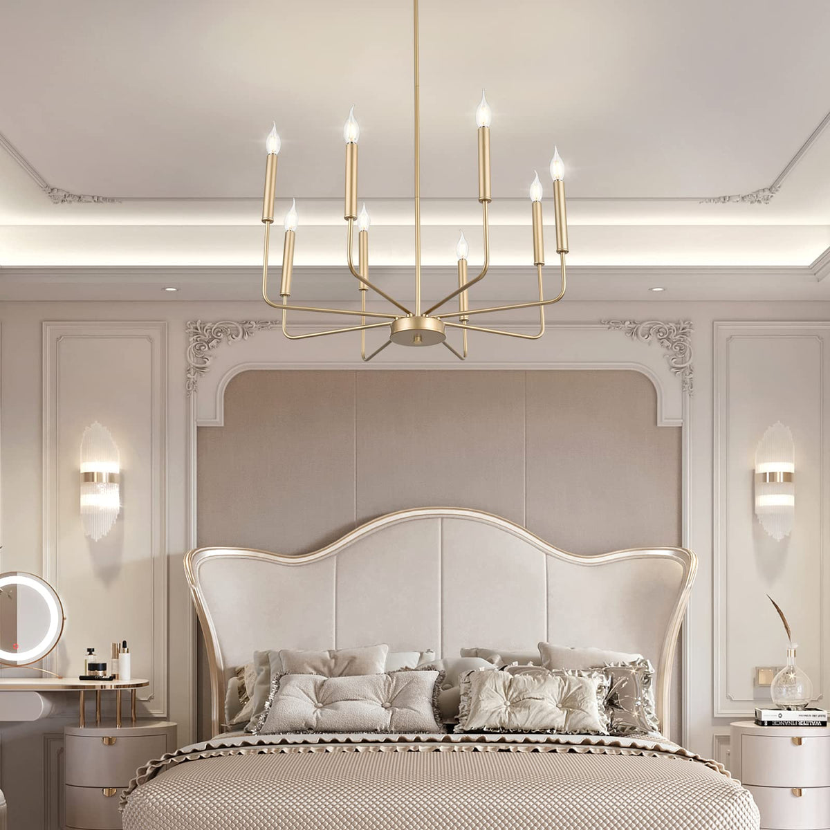 Modern Gold Farmhouse Chandeliers (Gold / 8-Light)
