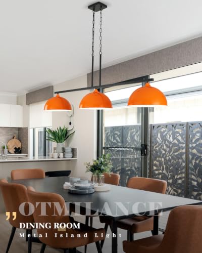 3 Light Orange Island Lights for Kitchen (3 Light / Orange)