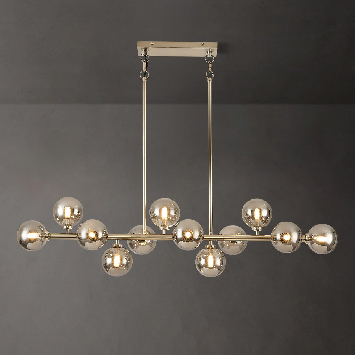50 Inch Large Glass Globe Sputnik Chandelier (Nickel Somke Grey / 12-Light 50 Inch)