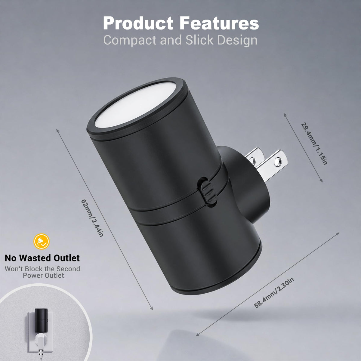 Night Lights Plug into Wall (Black)