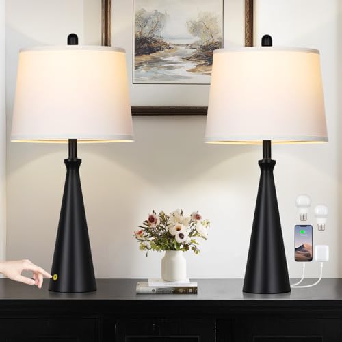 28" Black Table Lamps Set of 2 (A Black)