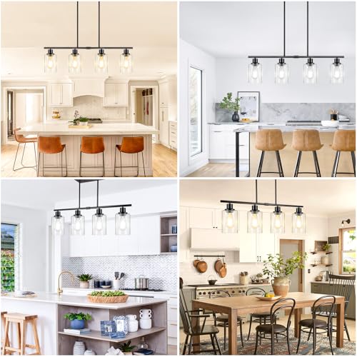 32inch 4 Light Black Simplicity Bar Island Lights Hanging for Kitchen (Black / 4-Light)