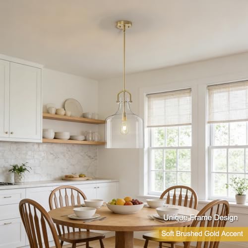 15"H Glass Large Pendant Lights Kitchen Island Lighting (Gold)