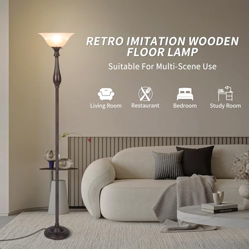 Torchiere Floor Lamp for Living Room (Gourd Lamp-Brown)