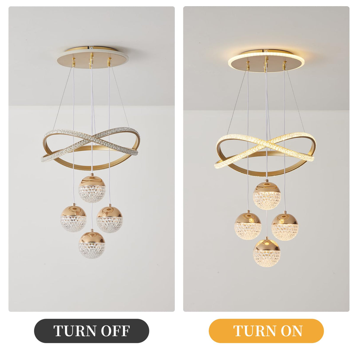 Gold LED Chandeliers (Gold,16.1inch)