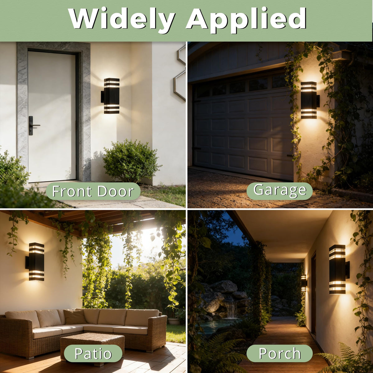 Square Outdoor Wall Lights (Black / 2 Layer)