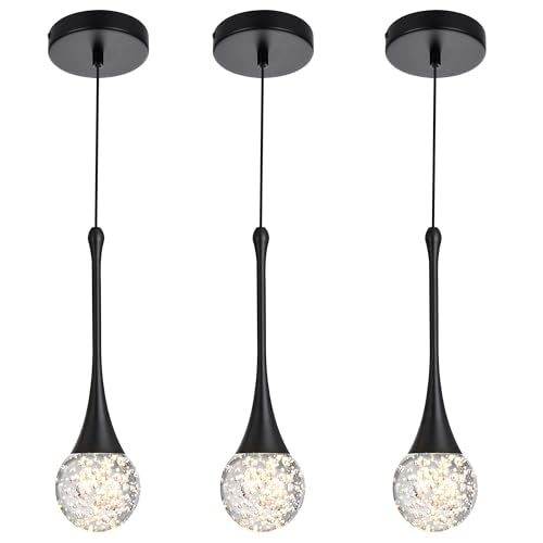 3 Pack Modern Black Crystal Chandelier (Black / Pendant 3-Light)