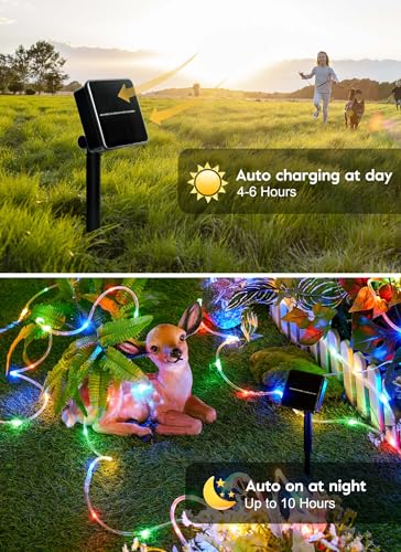 2 Pack Total 78FT 200LED Solar Rope Lights (Multicolor / 100 LED 2PACK)