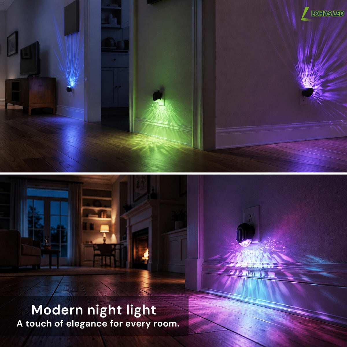 Night Lights Plug into Wall (whale-RGB / 2 Pack)