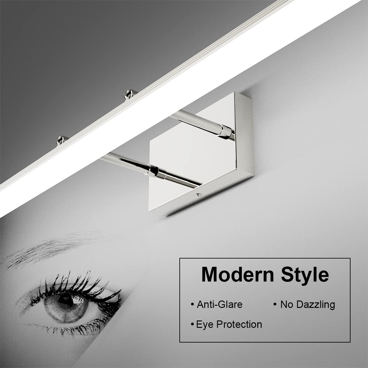 48 inch LED Vanity Lights Adjustable Bathroom Wall Light Fixtures Bathroom Lighting Fixture Over Mirror Chrome Modern Vanity Lighting 5500K (Chrome / 47.2 in)