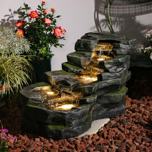 Outdoor Water Fountain Curved Waterfall Fountain Garden Fountains Floor Standing Water Fountains