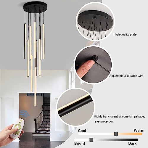 Modern LED Chandelier (10 Light Black)