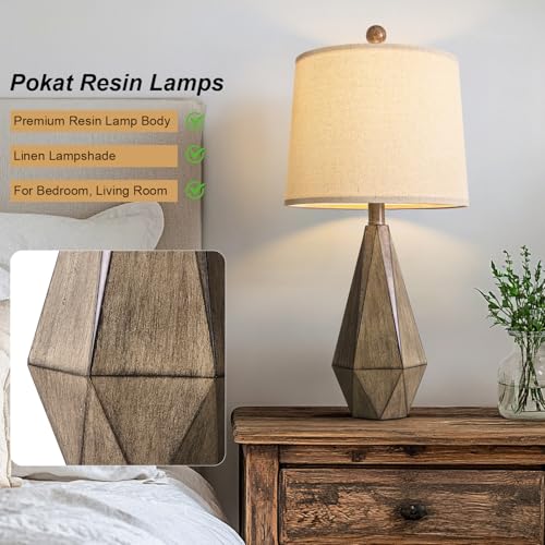 23'' Farmhouse Table Lamps Set of 2 (Medium - Dark Wood Resin)