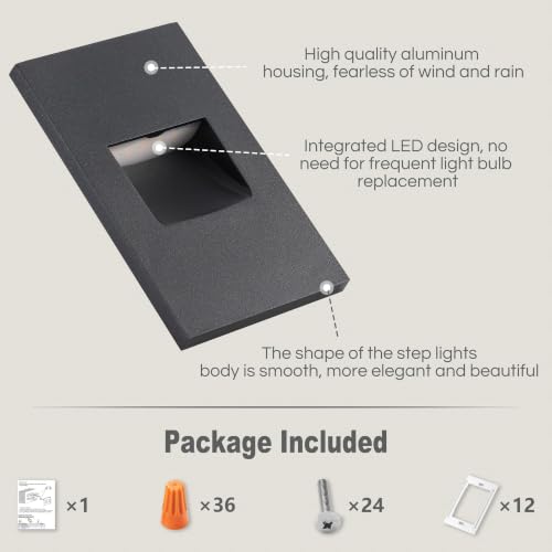 12 Pack Step Lights Outdoor Stair Light LED (Black)