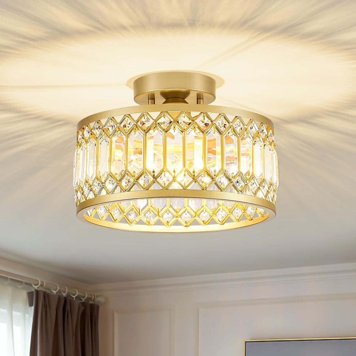Crystal Gold Ceiling Light (Gold / 11 Inch)