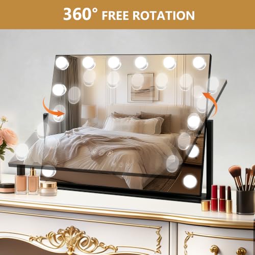 Vanity Mirror with Lights (Black / 19"L x 16"W)