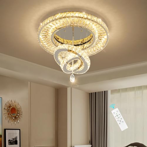 Modern Chandelier for Living Room Light Indoor LED Dimmable Lights Ceiling Chandeliers for Dining Room Bedroom Entryway Silver 45W LEDs Fixtures 3600 Lumens (Silver / W24")