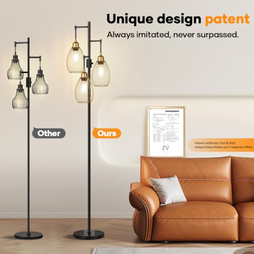 Dimmable Floor Lamp (Black & Gold Edge)