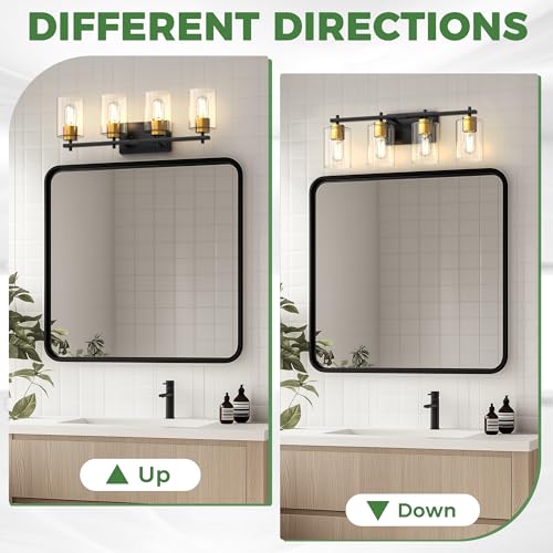 Bathroom Vanity Light Over Mirror (Gold and Black / 4-Light)
