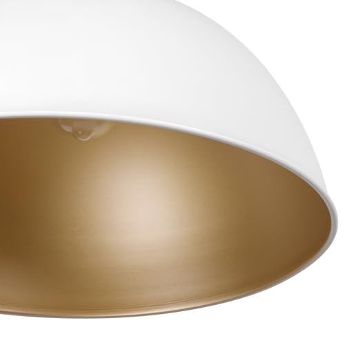 17.7 in Large Dome Pendant Light (White and Gold / 17.7 Inch)