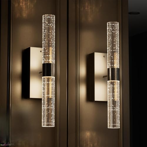 Crystal Battery Operated Wall Sconces Set of 2