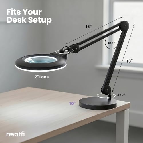 LED Magnifying Lamp with Base (Black / 7-inch Lens, Non-CCT with Base)