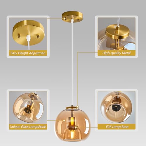 Amber Glass Pendant Light Kitchen Island (Amber(7.87 in) / 1-Pack)