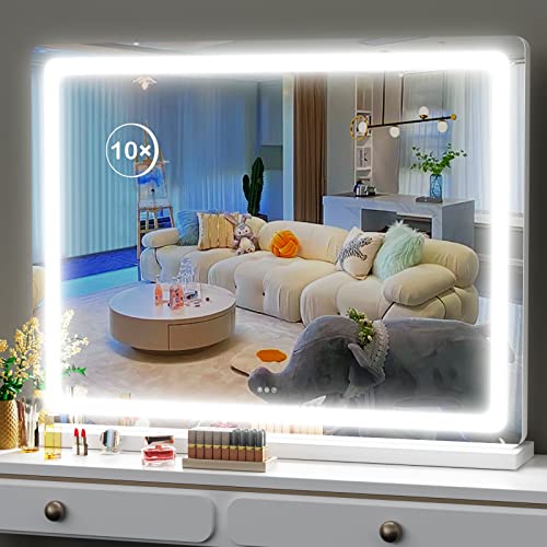 Makeup Vanity Mirror with Lights 32" x 24" Large LED Makeup Mirror (Round White Led / 24"L x 32"W)