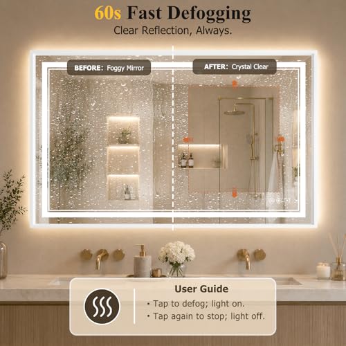 30"x48" LED Bathroom Mirror with Lights (White / 48"L x 30"W)