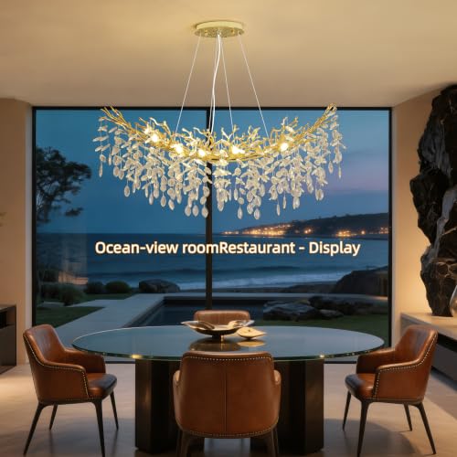 Modern Crystal Tree Branches Chandelier (Gold / Arc 40")
