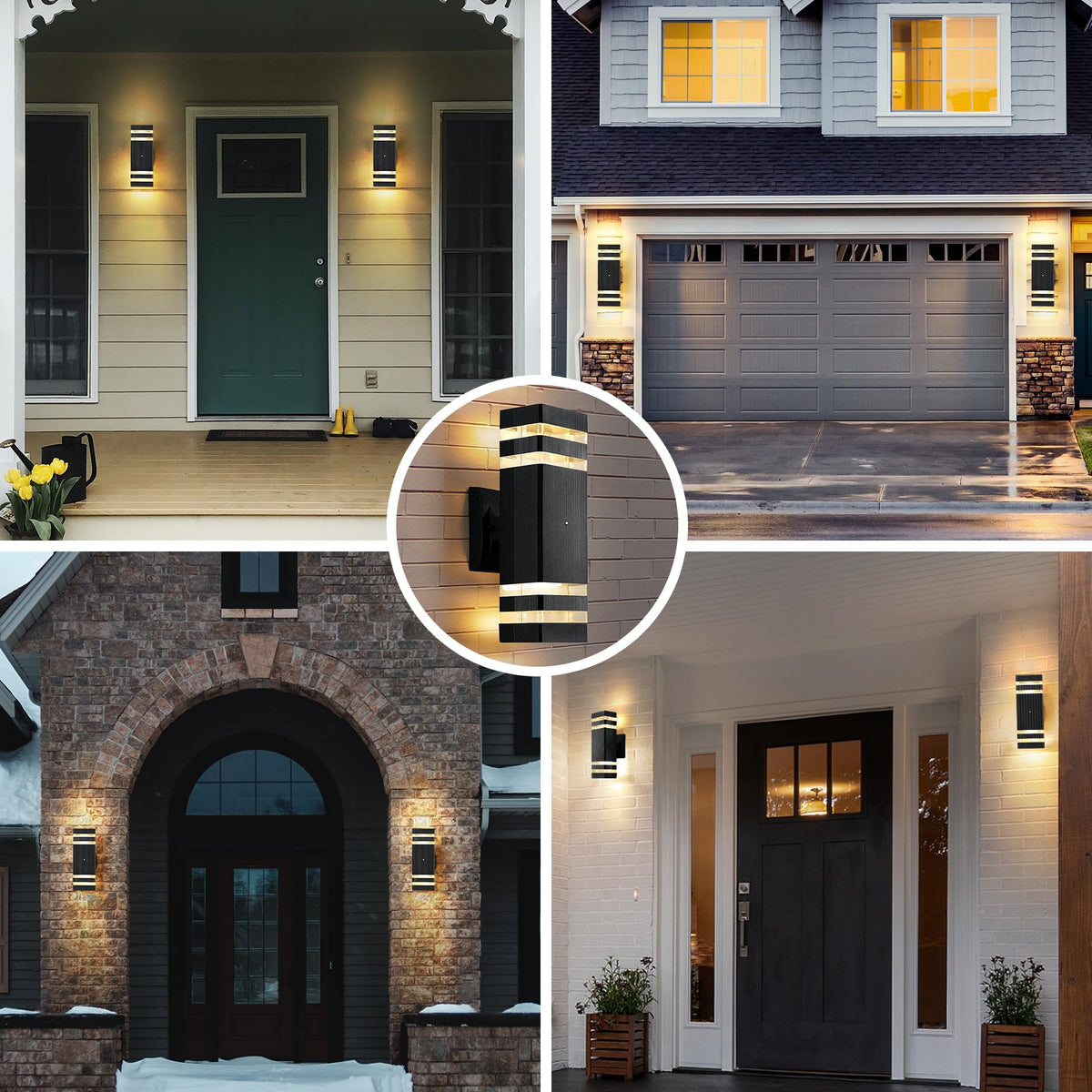 1 Pack Up and Down Lights Outdoor LED Modern Porch Light (Black / 1 Layer - 12 Inch)