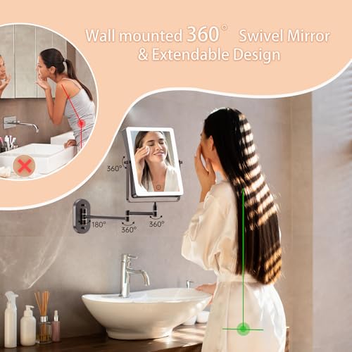 8.7" 5000mAh Rechargeable Wall Mounted Makeup Mirror (Bronze a)