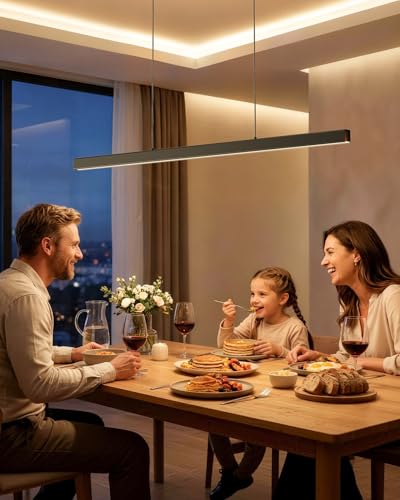57in Linear Pendant Light Kitchen Island (Black-Liner / 57in)