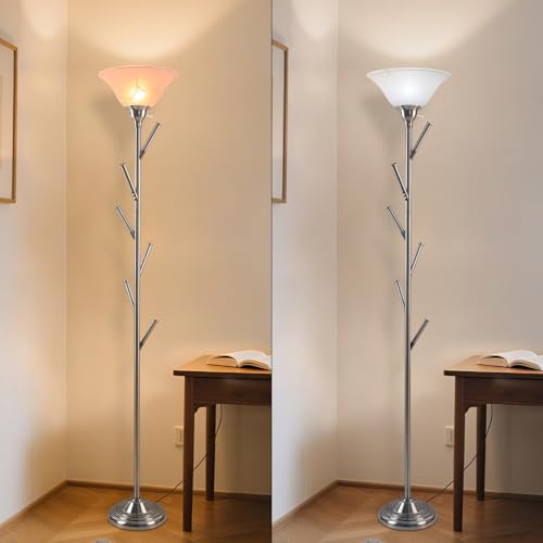 Tall Floor Lamp for Living Room (Brushed Nickel)