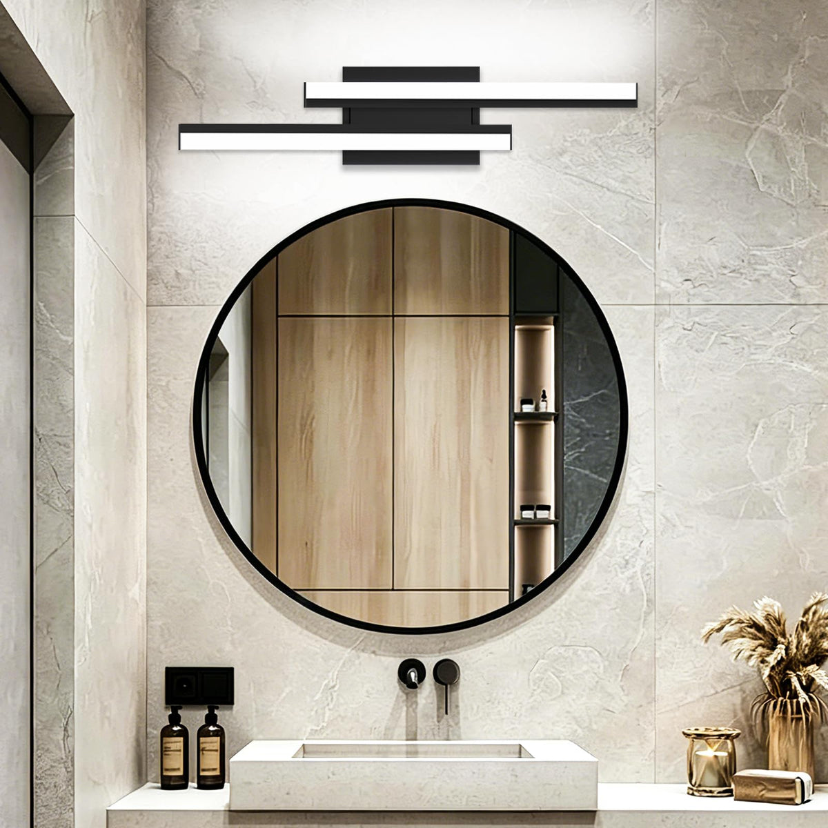 Bathroom Light Fixture Over Mirror Retractable Vanity Light Bar (24 in-2 pack)