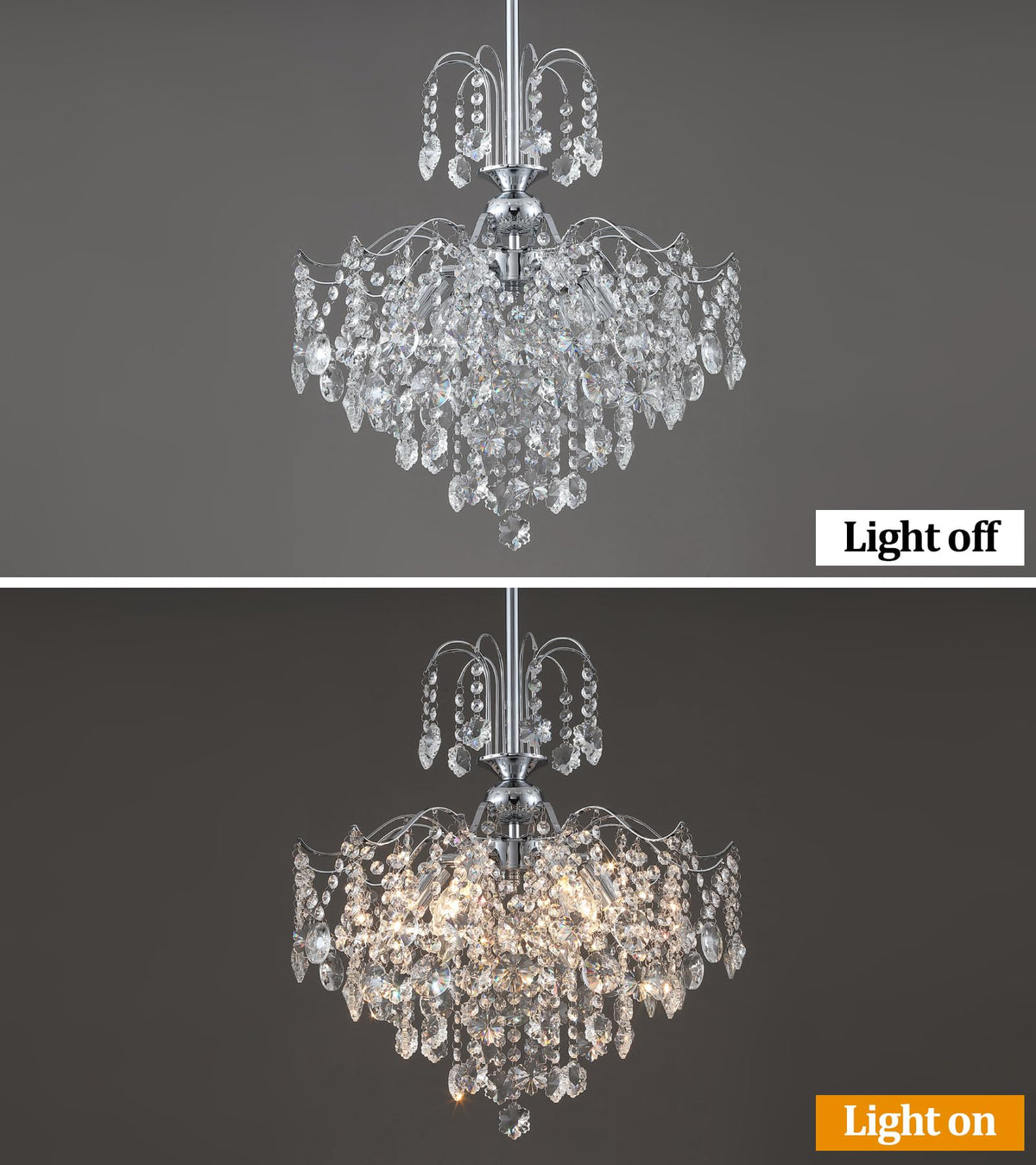 Modern Crystal Chandelier Chrome Pendant Light 6 Lights for Dining Room Kitchen Island Entryway Bathroom Hallway UL Listed (Chrome-6Light)