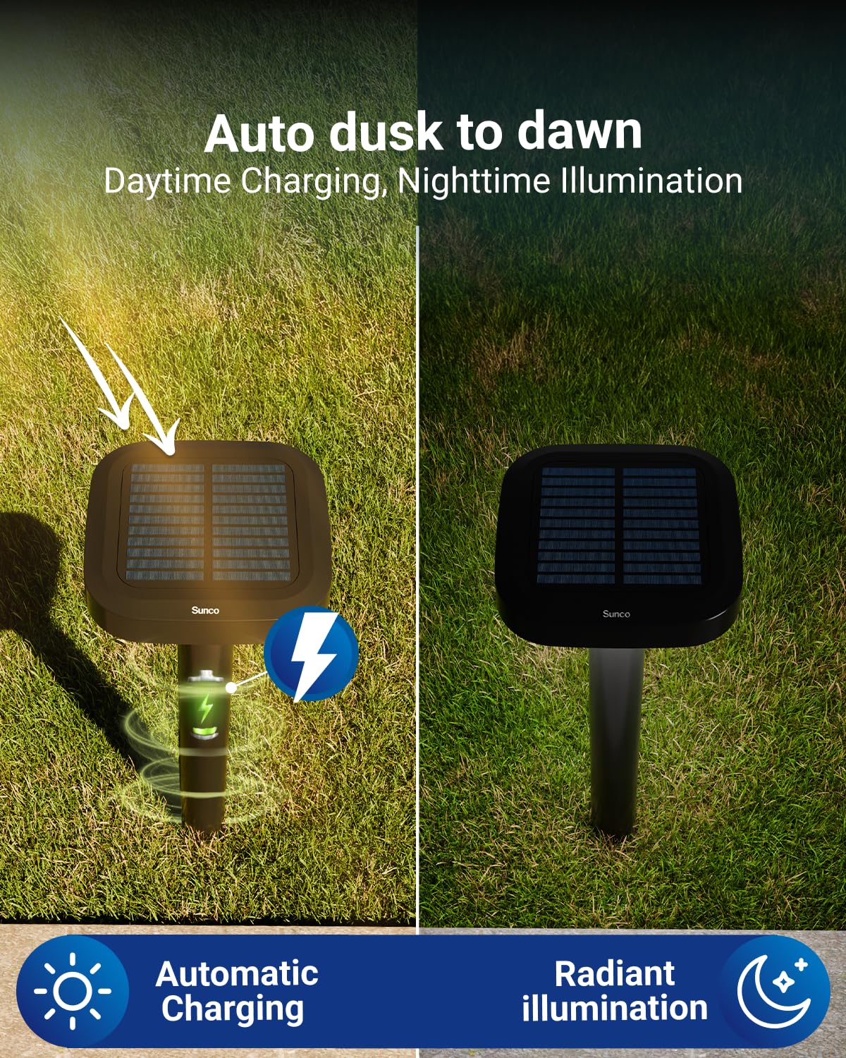Sunco 6 Pack Square Solar Pathway Lights Outdoor (6 Pack)