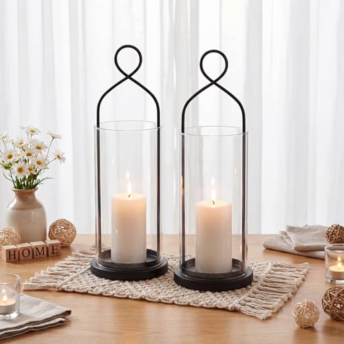 Set of 2 Black Wall Candle Sconces Decor Wall Candle Holder for Pillar Candles (Black)