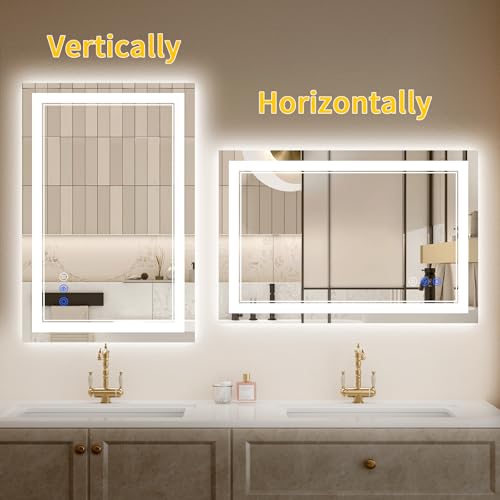 24"x32" LED Bathroom Mirror with Lights (24"L x 32"W)