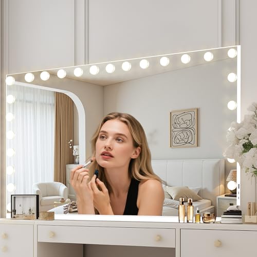 Vanity Mirror with Lights (White / 48"L x 30"W)