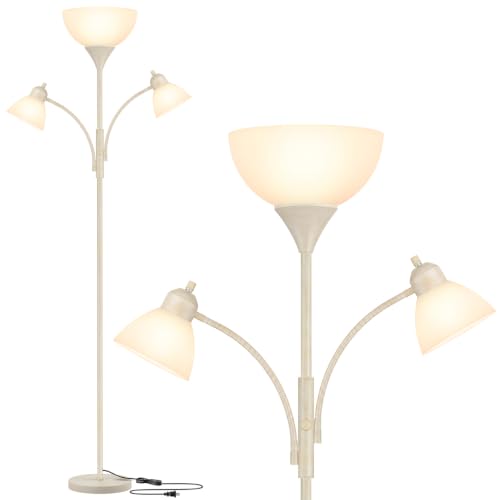 Torchiere Floor Lamps for Living Room (Rustic White)