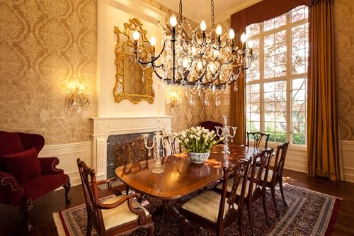 Crystal Chandelier Farmhouse Rectangle Chandeliers for Dining Room (Transparent / 34 inch)