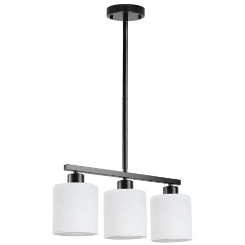 3 Light Black Kitchen Island Lighting (Black & Milky White Glass / 3 Light)