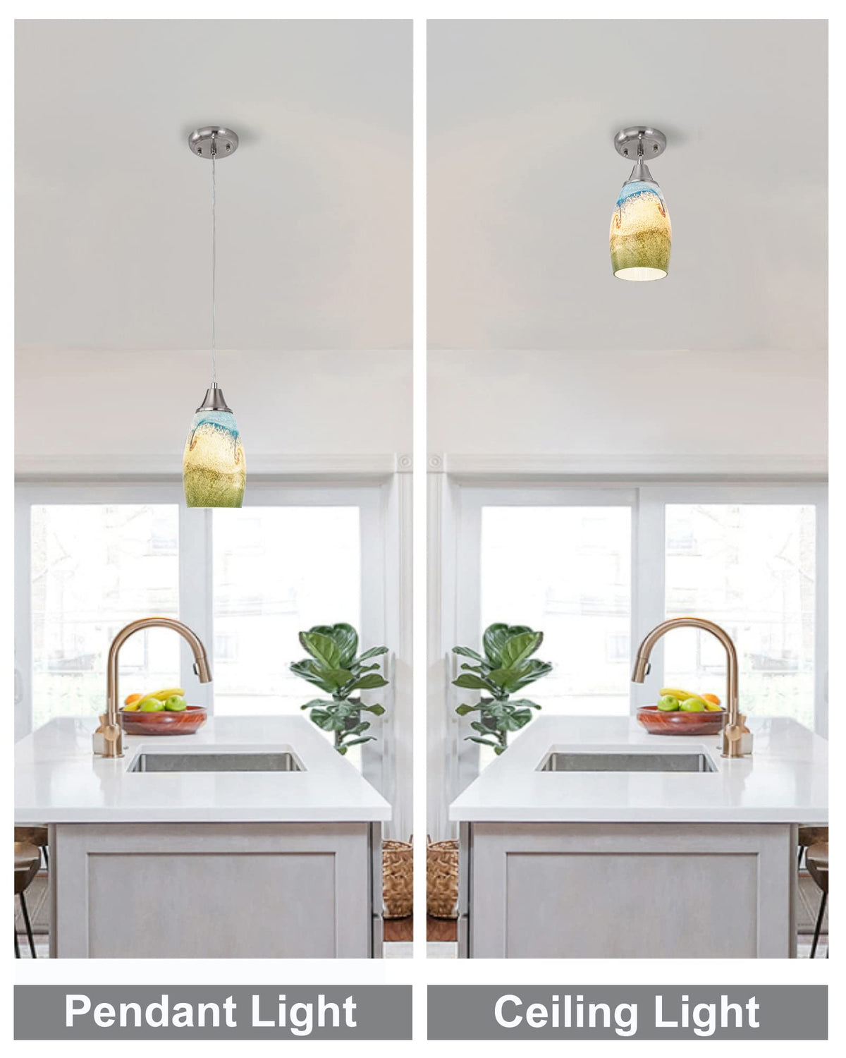 Mini Glass Pendant Lights (Multi color-1Pack)