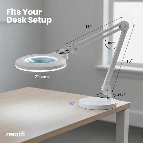 LED Magnifying Lamp with Base (White / 7-inch Lens, Non-CCT with Base)