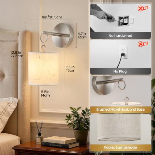 Peel and Stick Sconces Set of 2 Brushed Nickel (Nickel / 2 Pack)