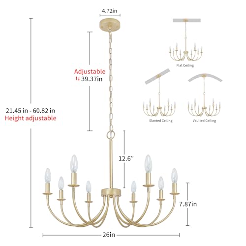 8 Light Gold Chandeliers (Champagne Gold / 8 Light)