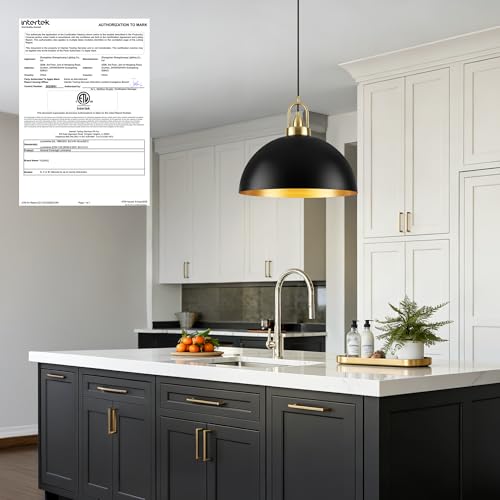 16 inch Dome Pendant Light (Black & Gold / 16 inch)